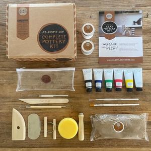 Clay Play™ at Home DIY Complete Pottery Kit for Adults, Clay Kit incl Air Dry Sculpting Clay, Clay Paint, Tool Kit, Instructions and Online Tutorials