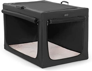 Petsfit Cage pour Chien, Cadre Robuste et Maille de Ventilation, Grande Caisse pour Voyage en Voiture, Rideau Roulant en Polaire, pour Chiens de Taille Moyenne à Grande