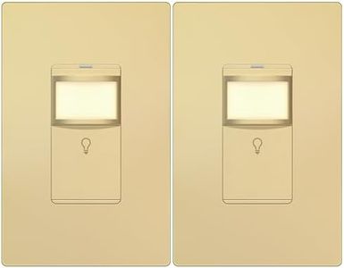 LIDER PIR Motion Sensor Switch, LED, No Ground Required, Matte Gold, 2-Pack