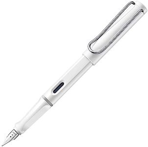 LAMY safari white - Fountain Pen with ergonomic grip & polished steel nib in size M - ideal for any Writing & Calligraphy - including LAMY T 10 blue cartridge - Right-Handed