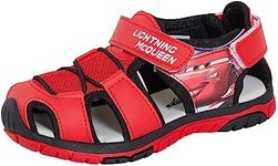 Disney Cars Sandals For Kids Boys Lightning McQueen Closed Toe Sport Sandals Open Walking Shoes, Red, 8 UK Child