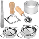 Ezydka Dumpling Maker Set 7Pcs Stainless Steel Dumpling Mould Dumpling Mould with Ravioli Cutter and Pasta Cutter Wheel for Dumpling Ravioli Pastry Empanadas