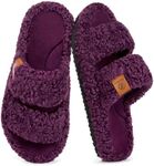 EverFoams Womens Fuzzy Open-toe Slippers Soft Comfy Memory Foam Indoor House Shoes Plum Violet,5-6 US
