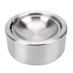 Outdoor Ashtray with Lid Windproof, Stainless Steel Flip Top Stainless Steel Ash Tray Outdoor for Weed, Smokers, Desktop Smoking Ashtray Office Patio Home Decor(Silver)