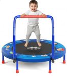 Happin 36" Mini Foldable Toddler Trampoline for Kids with Height-Adjustable Handle, Noise-Free Kids Trampoline Indoor with Super Safety Pad & Durable Steel Frame, Indoor/Outdoor