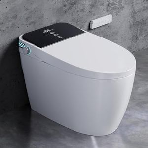 Smart Toilet with Bidet Built In, One-Piece Tankless Design with Remote,Auto Open & Close Lid, Dual Auto Flush, Heated Seat, Warm Air Dryer, Multiple Wash Modes & Temp Display