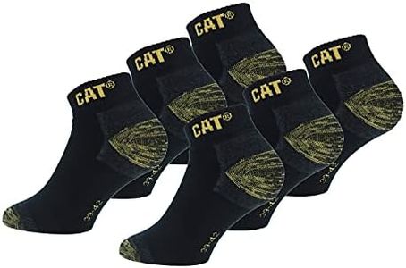 Caterpillar Premium Work Sneaker 6 Paia di Calzini Sneaker da Lavoro Uomo per Scarpe Antinfortunistiche, Doppio Rinforzo su Punta e Tallone, Ottima Qualità Spugna di Cotone (Nero, 39-42)