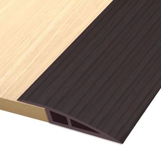 Vinyl Door Threshold Flooring Transition Strip Self Adhesive Carpet Edging Strip for Laminate Doorway Edge Threshold from 3/5" to 4/5" (Black Walnut Wood Grain, 6.6 Ft)