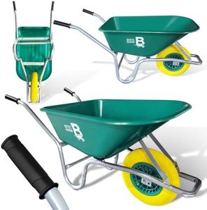 Bertie 110L Heavy Duty Puncture-Proof Tyre | Garden & Builders Wheelbarrow | Plastic Wheel barrow Solid Rubber tyre | Green| Durable Polypropylene Tub | Garden, Soil, Gravel, Mulch & Tools