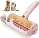 ORDORA Pet Hair Remover for Furniture/Bed, Reusable Dog Hair Remover Roller for Dog & Cat, Self-Cleaning, No Adhesive or Sticky Tape Needed, Perfect Fur Remover for Couch (Champagne Pink)