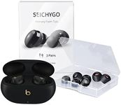 SEICHYGO Memory Foam Ear Tips with Dust Mesh for Beats Studio Buds Plus + Studio Buds/Beats Powerbeats Pro/Beats Fit Pro, Anti-Slip Replacement Ear Tips, No Silicone Eartip Pain, 3 Pairs (S/M/L)