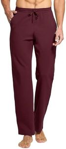 Willit Men's Cotton Yoga Sweatpants Exercise Pants Open Bottom Athletic Lounge Pants Loose Male Sweat Pants with Pockets Wine Red M