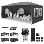 Leadyeah Gazebo 3x6m with 4 Sidewalls and 2 Doors, Heavy Duty Commercial Pop up Gazebo, UPF50+ Protection, 100% Waterproof, Wheeled bag, Ideal for Patio Parties Garage & Outdoor Event Black