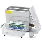 Mxmoonant 6L Ultrasonic Cleaner with Heater and Timer, 180W, 40KHz, 0-30min, 20~80℃, Stainless Steel, Professional Choice for Lab, Jewelry, Glasses, Metal, Denture, with Basket & Mesh Ball