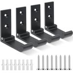La Llareta Coat Hooks Wall Mounted, 4 Pieces Foldable Wall Hook, Aluminum Alloy Wall Hook, Headset Wall Hanger, with Screws, Obtuse Angle Design Wall Hooks for Bags Jacket Towel (Black)