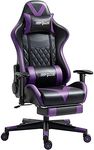 Mondschein Gaming Chair Office Chair with Massage Reclining Computer Chair with Footrest High Back Ergonomic Desk Chair Leather Racing Gamer Chair Adjustable Armrest Headrest (Purple)