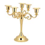 5 Arms Gold Candle Holders, Vintage Noble Candelabra Chandelier Candle Stick Holding Stand for Wedding Birthday Party, Decorative Stainless Metal Alloy Crafts Candle Holder Rack (Golden)