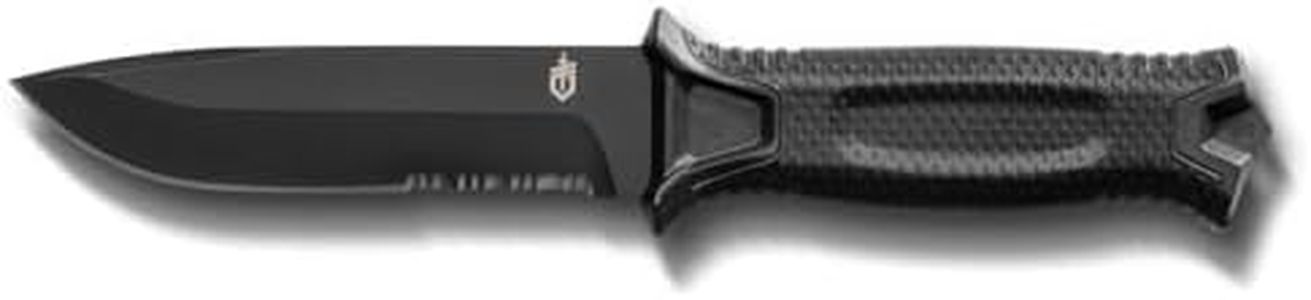 Gerber 31-003648 Partially Serrated Edge Knife with Holster Blade Length 4.8" Strongarm Fixed Blade Survival Knife, Black