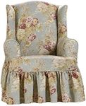 SureFit Ballad Bouquet by Waverly Slipcover (Robin's Egg, Wing Chair)