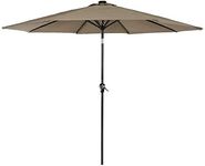 LIVINGbasics 9 Ft Patio Umbrella with Tilt & Crank, Outdoor Market Parasol Sun Shelter Table Umbrella with 8 Sturdy Ribs (TAN)