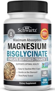 Magnesium Bisglycinate 100% Chelate No-Laxative Effect - Maximum Absorption & Bioavailability, Fully Reacted & Buffered - Healthy Energy Muscle Bone & Joint Support - Non-GMO Project Verified -180ct