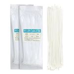 GLUN® Cable Zip Ties, 4x300 mm 200 Pieces White Multi-Purpose Self-Locking Nylon Cable Cord Management, Plastic Wire Ties for Home, Office, Garden, Workshop