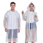 2 Pack Waterproof Rain Ponchos for Adults-Reusable Emergency Raincoats with Hoodand Drawstring -LightweightPonchos for Women and Men（White）