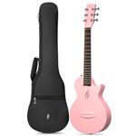 Enya Nova Go Mini Carbon Fiber Acoustic Guitar 1/4 Size Travel Acustica Guitarra w/Beginner Kids Starter Bundle Kit of Thickened Gig Bag, Adjusting Wrench(Pink)