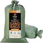 Empty Sand Bags, with Ties – Green 14" x 26" Heavy Duty Woven Polypropylene, UV Sun Protection, Dust, Water and Oil Resistant - Home and Industrial - Floods, Photography and More Bundle of 10