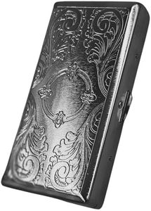 Victorian Style Cigarette Case Double Sided King & 100s Etched Pattern by Kasebi