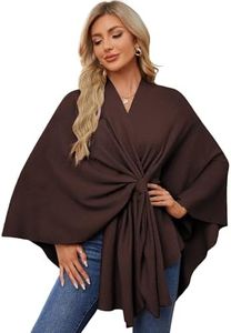 PULI Women's Elegant Shawl Wraps Soft Open Front Poncho Sweater for Spring Fall Winter caramel