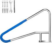 Migoda Pool Handrail Swimming,55 x32 Stainless Steel Perfect Handle Swimming Pool Stair Rail with Blue Grip Cover 4-Bend Handrail for Inground and Outdoor Pools