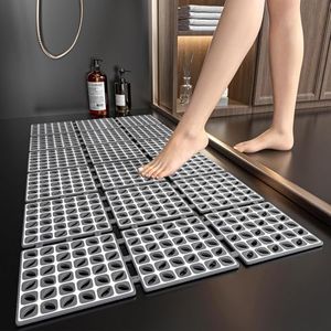 HomeCloud Non-Slip Shower Mat for Bathroom & Bathtub – Anti-Skid Mat with Strong Suction Cups, Drainage Holes & Foot Massage Surface-Exfoliating Textured Bath Mat for Adults & Kids |Fold_D.Grey