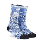 DYNAMOCKS Men & Women Crew Length Socks (Waves) (Pack of 1 pair; Multicolour; Anti-Odour; Breathable; Durable) (Small-Fits Shoe Size India/UK 4-7)