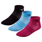 Mizuno Training Mid 3p Socks, Black/Magenta/M Blue, S