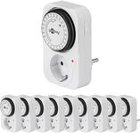 Goobay 64896 Timer Socket – Analogue Timer Switch Indoor – Timer Sockets – 15 Minute Clock Adjustable – Control LED – Continuous Operation Possible – Set of 10