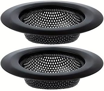 BARTANS Kitchen Sink Strainers | Kitchen Sink Drain Strainer, Kitchen Essentials (Black) (2 Pack) Large Wide Rim 4.5" Diameter for Homeowners