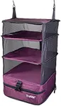 Stow-N-Go Portable Hanging Travel Shelves, Packing Organizer for Luggage. Carry on Closet for Clothes. Expandable Packing Cube. Travel Essentials. (Burgundy - L, L = (L) 11.8" x (W) 11.8")