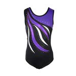 DoGeek Gymnastics Leotards Littler Girls Gymnastics Solid Sparkle Leotard Ballet Shining Dance Wear one-Piece(Sleeveless Purple)