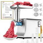 5.0 Upgrade Electric Meat Grinder【 3500W Super Motor】【SGS Certified SUS304 Blade & Plate】 3-Second Fast Meat Grinding, Perfect for Meat Grinders for Home Use (Silver)