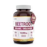 Herba Organic Beet Root Supplement 10,000mg – 180 Vegetable Capsules | 20:1 Beet Root Powder in Capsule | Nitric Oxide Supplements for Men & Women | Made in Canada