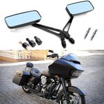 8mm/10mm Black Motorcycle Rectangle Handlebar Rearview Mirrors For Harley Softail Sportster Chopper Bobber