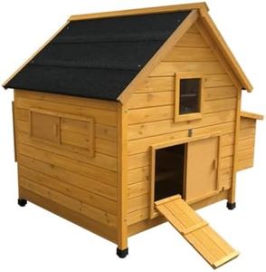 Animal Valley - Poulailler Cémani L - Bois et Shingle - L 125 x l 100 x H 113 cm - Taille L - Beige et Noir - pour 4 à 6 Poules