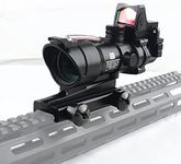 Tactical ACOG Style 4x32 red Optical Fiber Rifle Scope and RMR 1x Red Dot Sight Rifle Scope (Red Arrow)