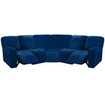 ULTICOR 7-Piece L Shape Sectional Sofa Cover Set, Velvet Stretch for 5 Seat Reclining Couches, Thick, Soft, Washable (Navy)