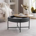 NICEME Round Coffee Table with Storage Space under the Table Top, Round Centre Table for Living Room, LxWxH 60 x 60 x 40 cm (CT-2)