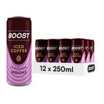 Boost Iced Coffee Mocha, 12 x 250 ml, Ready-To-Drink Cold Brew Coffee Drink, The Perfect Caffeine Boost, A Rich & Chocolately Blend of 100% Arabica and Robusta Beans with Cocoa and Milk