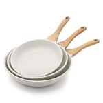 SENSARTE Nonstick Frying Pan Skillets, White Ceramic Coating Omelette Pans, Healthy Cookware Chef's Pan, Free of PTFE & PFAS (9.5+11+12.5 Inch)