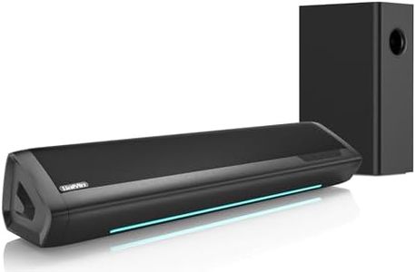 Saiyin Sound Bar with Subwoofer for TV, 17-inch TV Soundbar, 2.1ch Surround Sound System with Adjustable Bass, Volume Indicator and Bluetooth/Optical/AUX Input for TV, PC, Projector