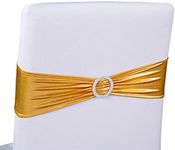 Juvale 100 Pack Gold Chair Sashes with Silver Buckles for Wedding Reception, Baby Shower, Birthday Party, Fits 13.5- to 16.5-Inch Chair Backs